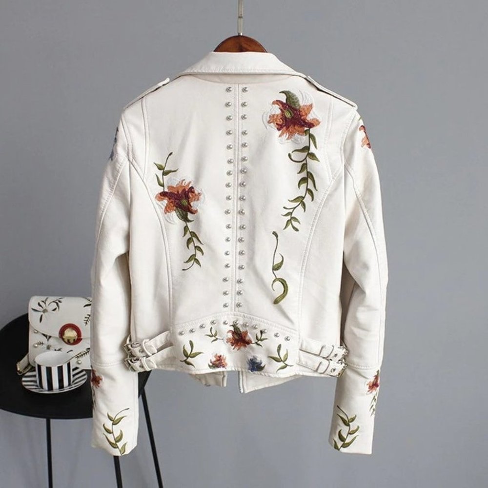 Beautiful Embroiderd Leather Jacket - Picture 6 of 10